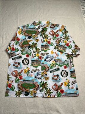 NWT New Reyn Spooner MLB Oakland Athletics A’s Hawaiian Button Up Shirt Mens 2XL